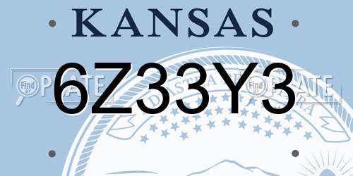 6Z33Y3 Kansas License Plate