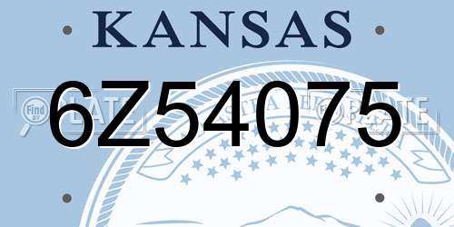 6Z54075 Kansas License Plate