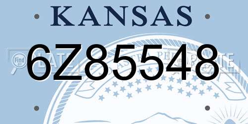 6Z85548 Kansas License Plate