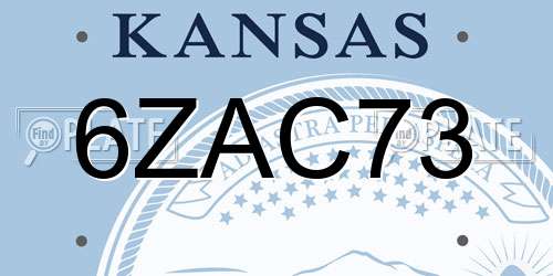 6ZAC73 Kansas License Plate