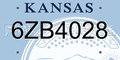 6ZB4028 Kansas License Plate
