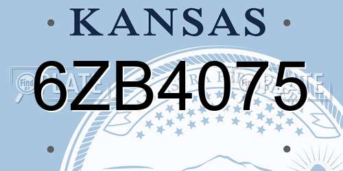 6ZB4075 Kansas License Plate