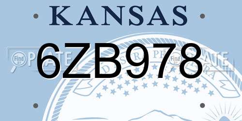 6ZB978 Kansas License Plate
