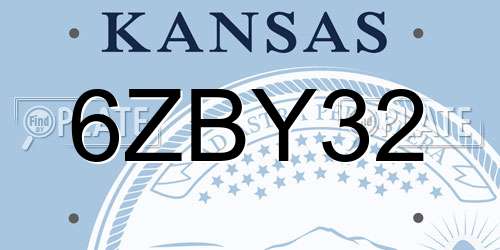 6ZBY32 Kansas License Plate