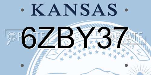 6ZBY37 Kansas License Plate