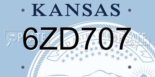 6ZD707 Kansas License Plate