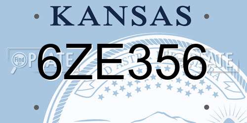 6ZE356 Kansas License Plate