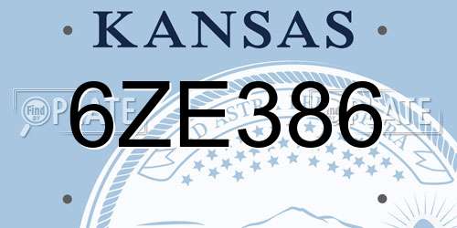 6ZE386 Kansas License Plate