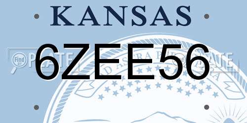 6ZEE56 Kansas License Plate