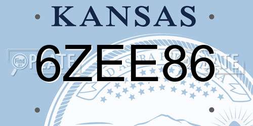 6ZEE86 Kansas License Plate
