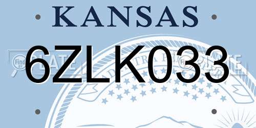 6ZLK033 Kansas License Plate