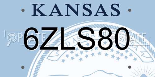 6ZLS80 Kansas License Plate