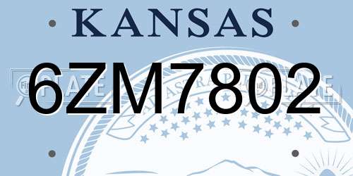 6ZM7802 Kansas License Plate