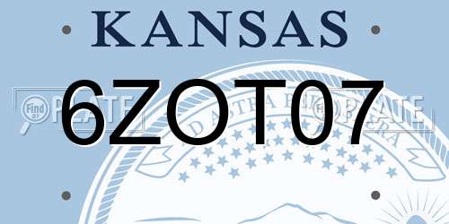 6ZOT07 Kansas License Plate
