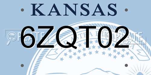 6ZQT02 Kansas License Plate