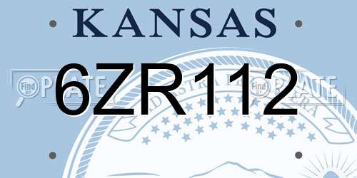 6ZR112 Kansas License Plate