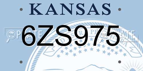 6ZS975 Kansas License Plate