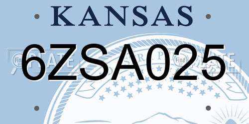 6ZSA025 Kansas License Plate