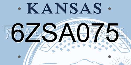 6ZSA075 Kansas License Plate