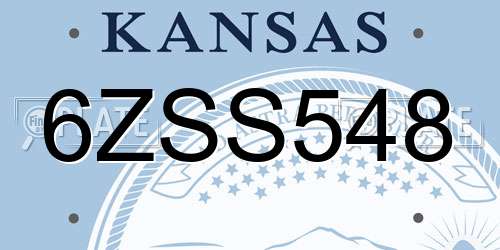 6ZSS548 Kansas License Plate