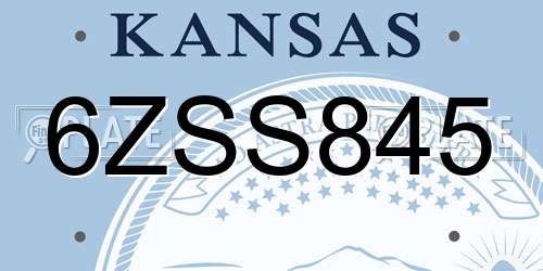6ZSS845 Kansas License Plate