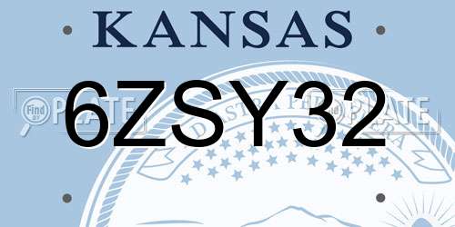6ZSY32 Kansas License Plate