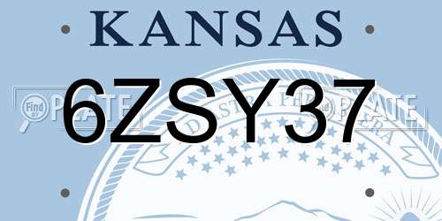 6ZSY37 Kansas License Plate