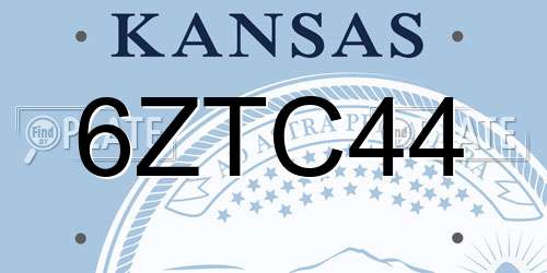 6ZTC44 Kansas License Plate