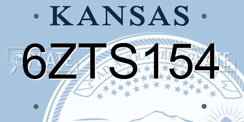 6ZTS154 Kansas License Plate