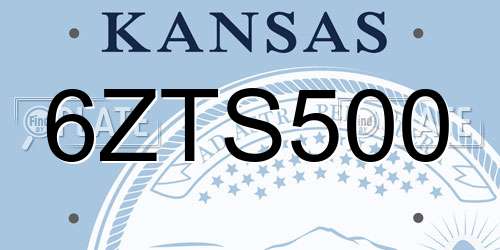 6ZTS500 Kansas License Plate