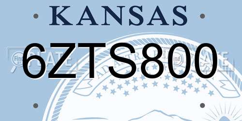 6ZTS800 Kansas License Plate