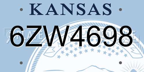 6ZW4698 Kansas License Plate