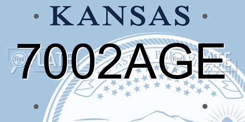 7002AGE Kansas License Plate