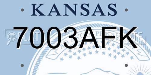 7003AFK Kansas License Plate
