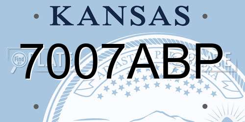7007ABP Kansas License Plate