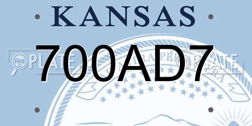 700AD7 Kansas License Plate