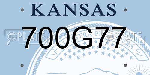 700G77 Kansas License Plate