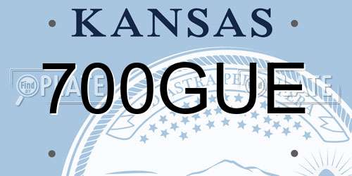 700GUE Kansas License Plate