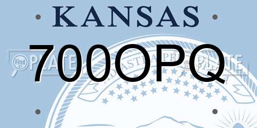 700OPQ Kansas License Plate