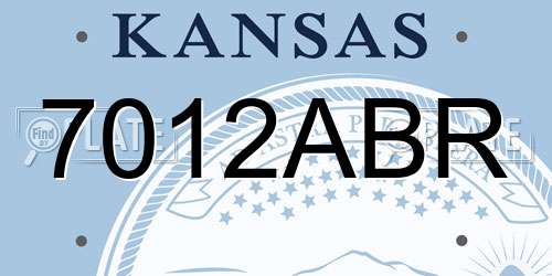 7012ABR Kansas License Plate