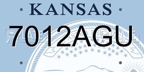 7012AGU Kansas License Plate