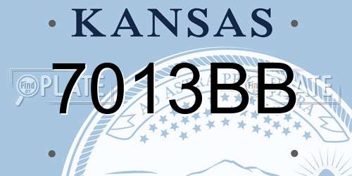7013BB Kansas License Plate