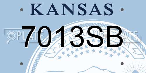 7013SB Kansas License Plate