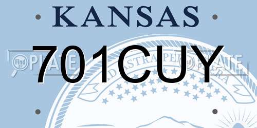 701CUY Kansas License Plate