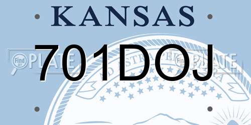 701DOJ Kansas License Plate