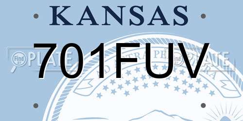 701FUV Kansas License Plate