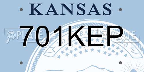 701KEP Kansas License Plate