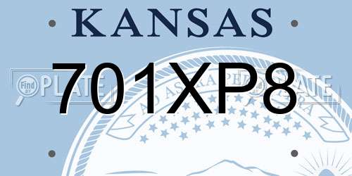 701XP8 Kansas License Plate