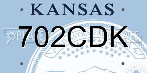 702CDK Kansas License Plate
