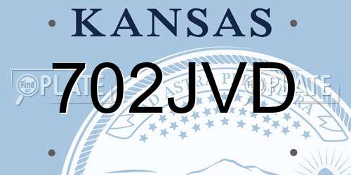 702JVD Kansas License Plate